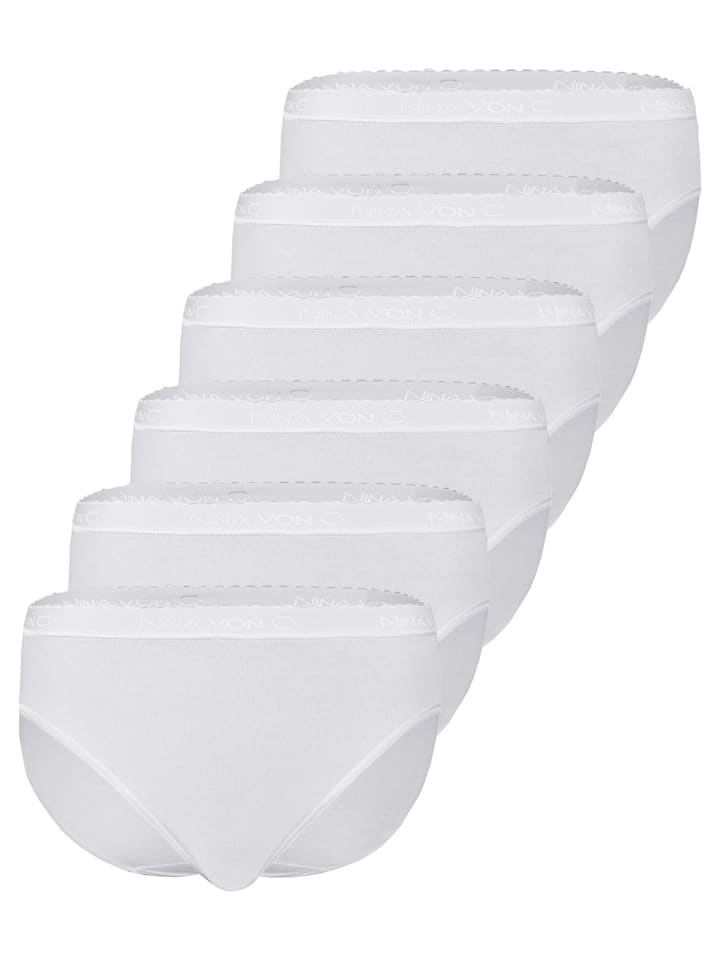 6er Pack Damen Midislip in weiss