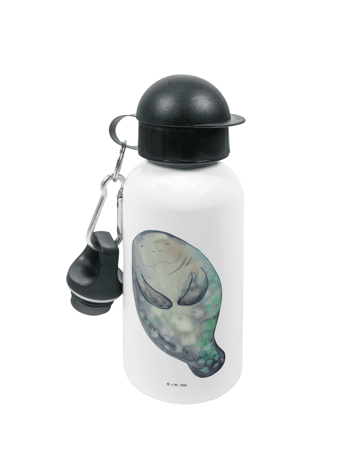 Wasserflasche Seekuh Happy ohne Spruch in Weiß