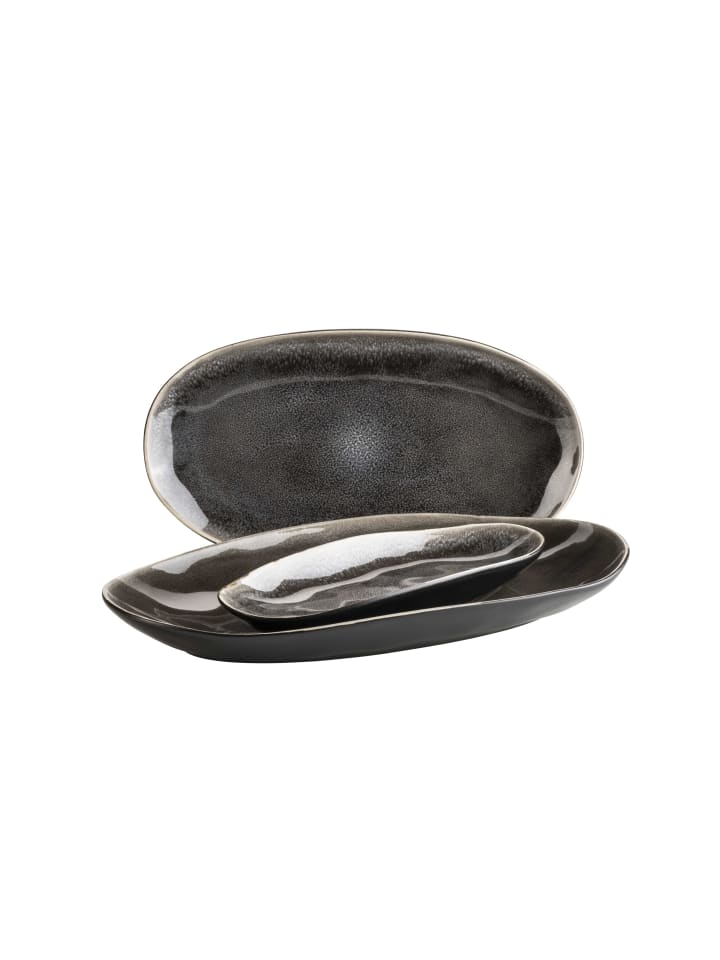 Plattenset, Keramik Niara Organic in Braun / Schwarz