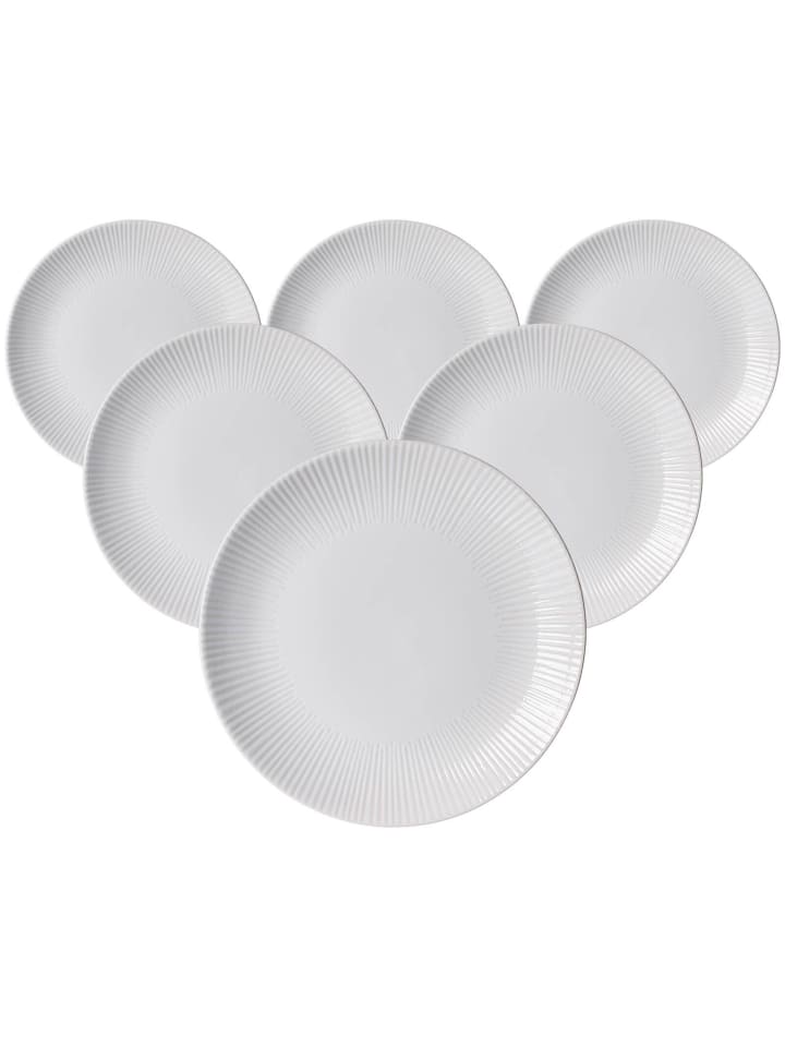 6er Set Speiseteller Banda in Weiß ø 27 cm