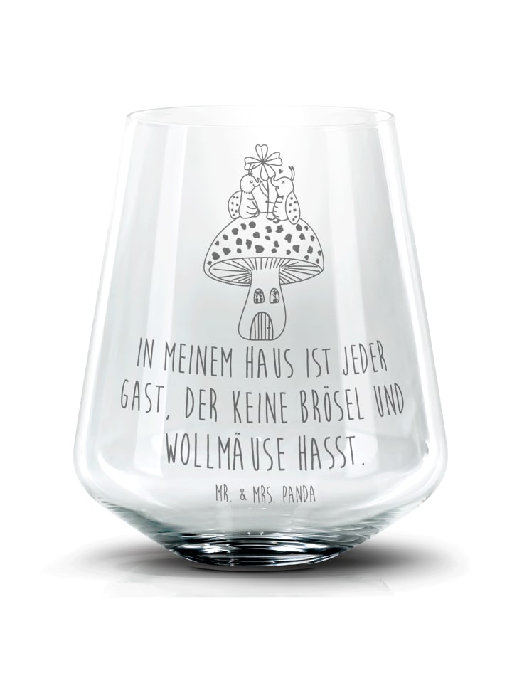 Blümchentail Glas Marienkäfer Fliegenpilz mit Spruch in Transparent