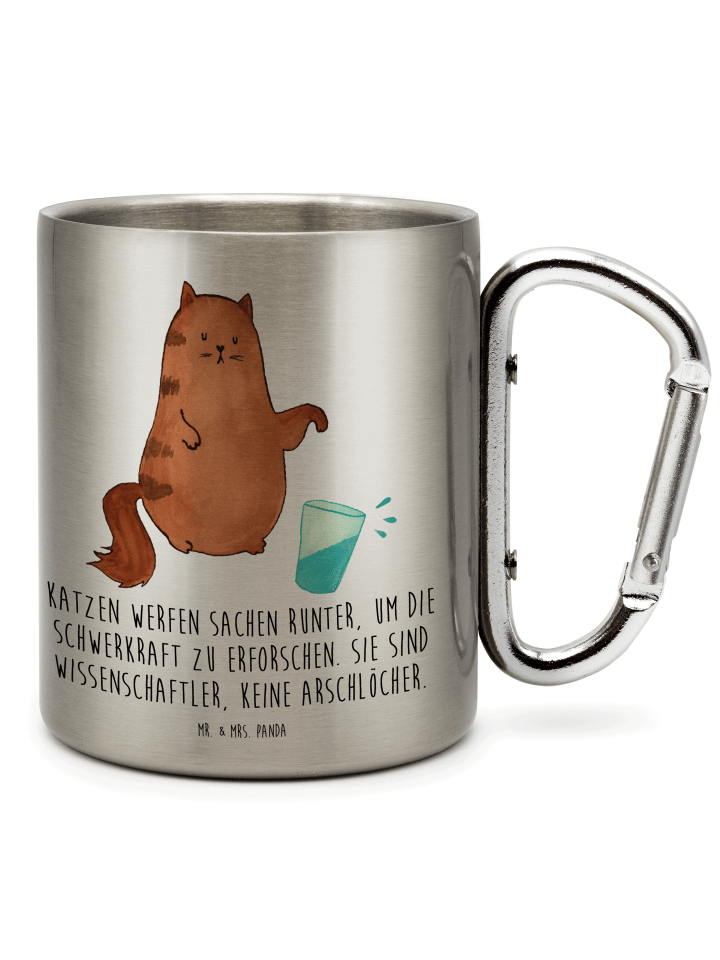 Tasse Katze Wasserglas mit Spruch in Silber