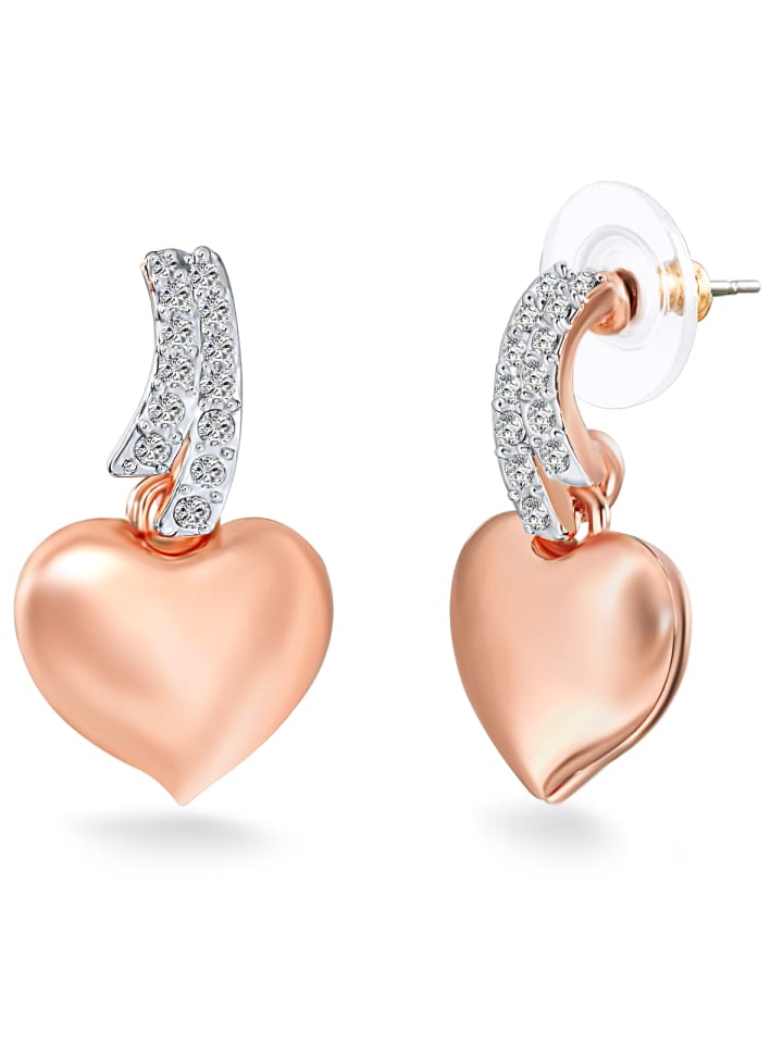 Ohrhänger Herz aus Metall-Legierung mit Kristallen von Swarovski® in roségold