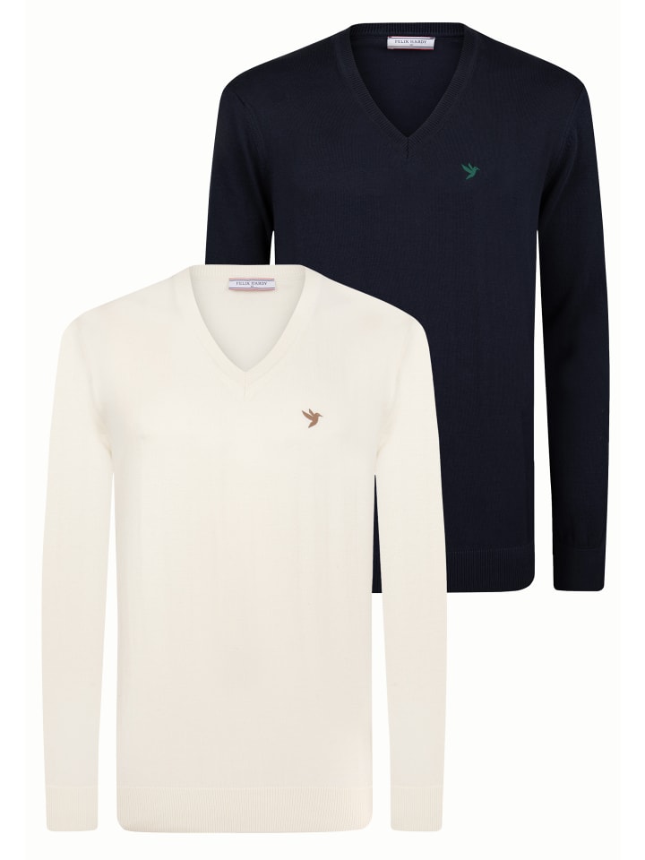 Pullover in Ecru-Navy
