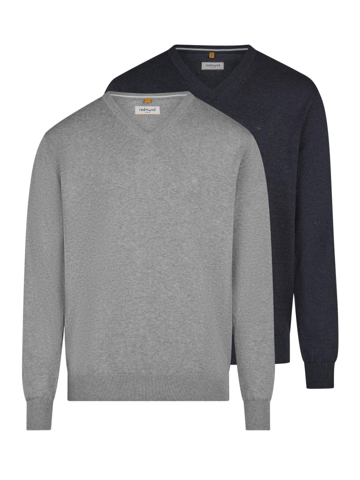 Pullover Basic in Dunkelblau / grau