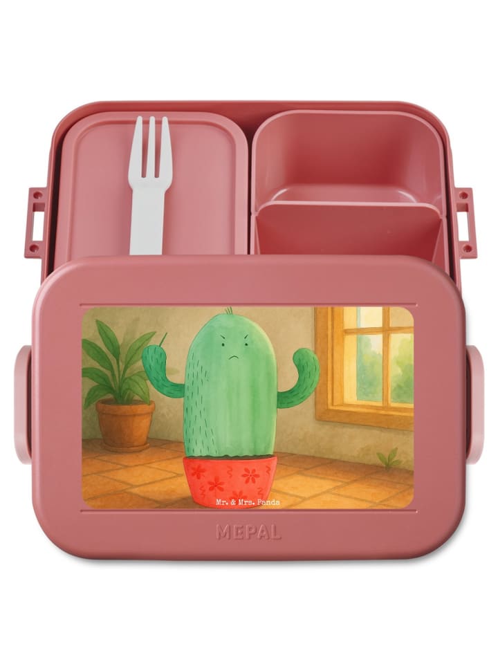 Lunchbox Kaktus Wut Design ohne Spruch in Rot Pastell