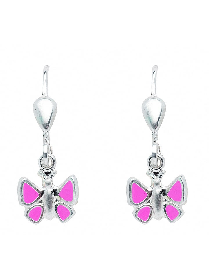 Damen 925 Silber Ohrringe / Ohrhänger Schmetterling in silber