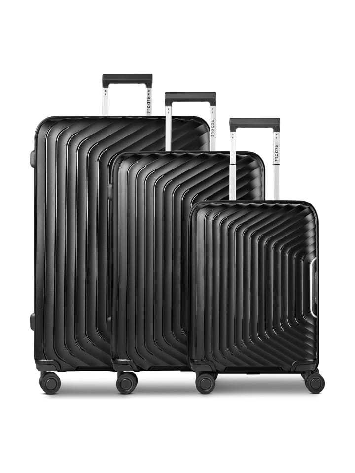 Essentials 01 4 Rollen Kofferset 3-teilig mit Dehnfalte black metallic