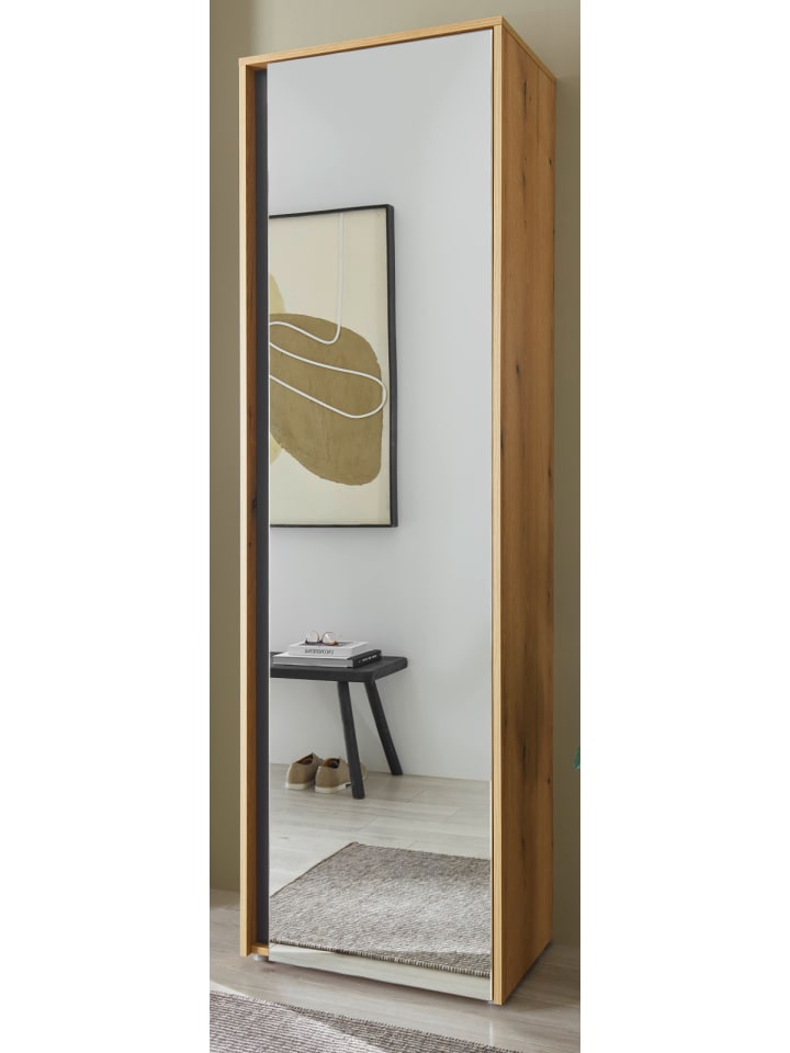 Garderobenschrank Evoke Eiche, grau 60 x 200 cm, Flurschrank mit Spiegel
