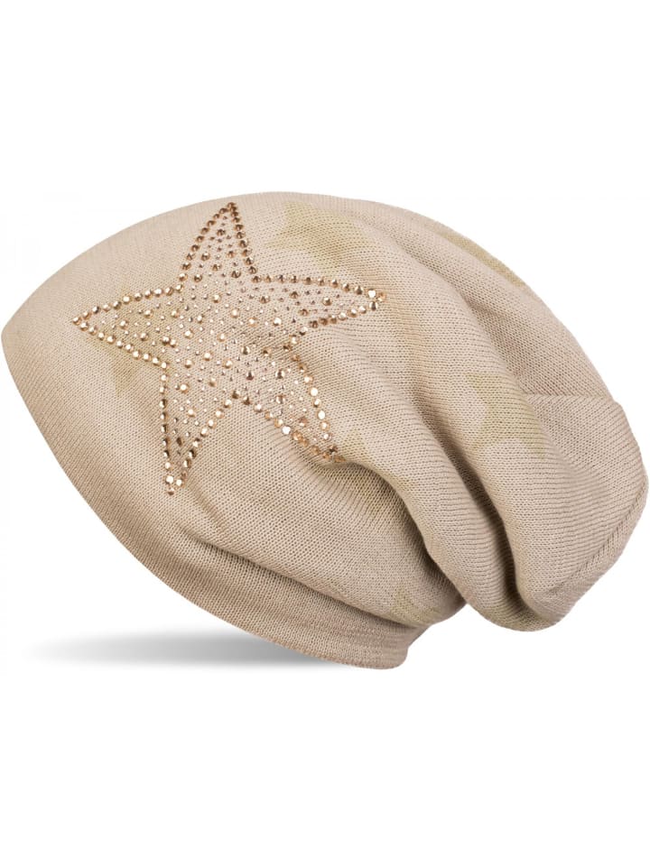 Feinstrick Beanie Mütze in Beige