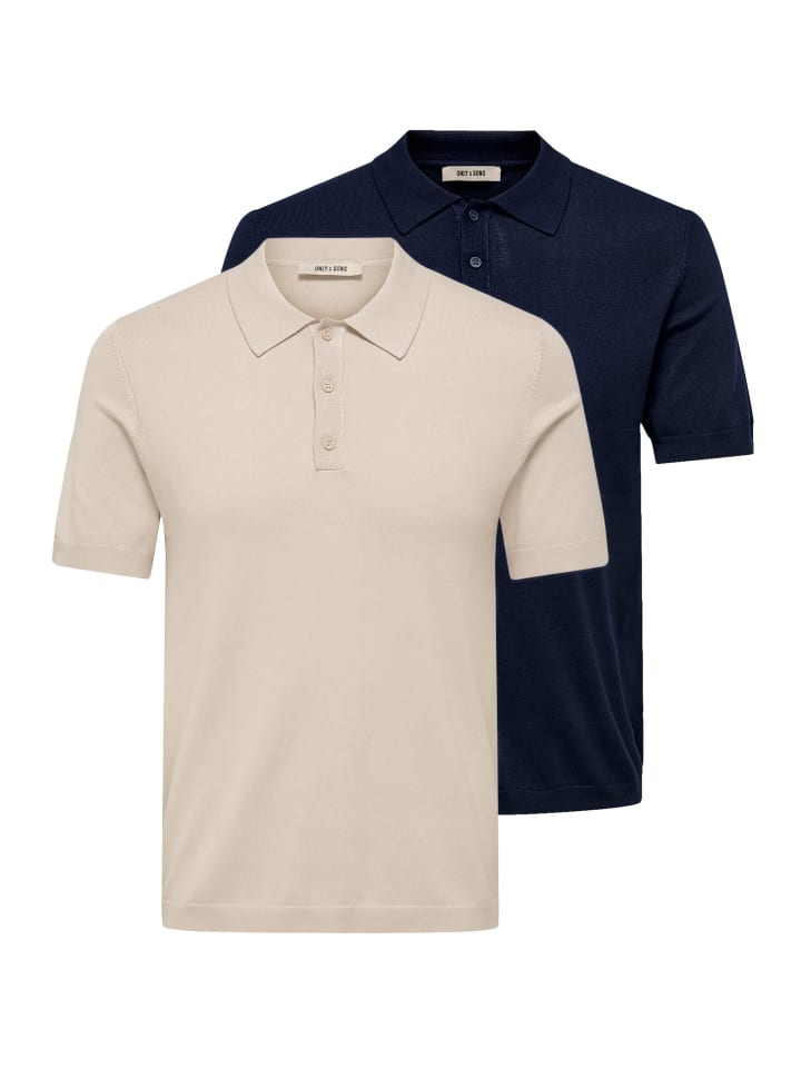 Poloshirt Wyler in Dunkelblau / beige