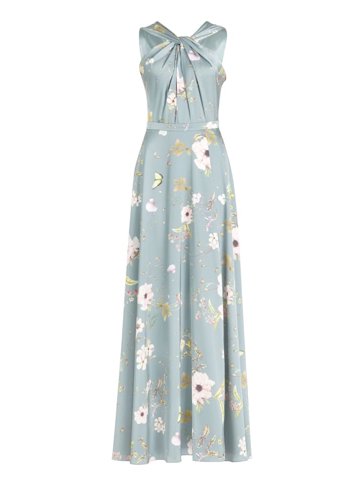 Abendkleid mit Blumenprint in Stone/Rosé