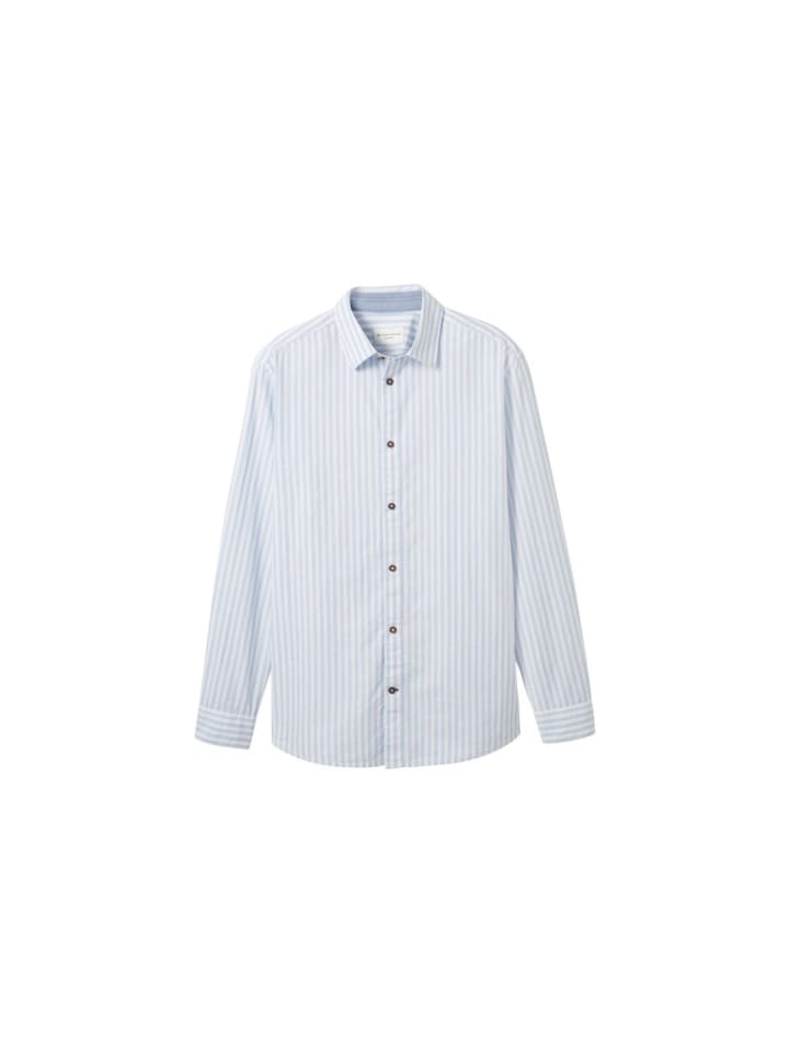Langarmhemd in blue white dobby stripe