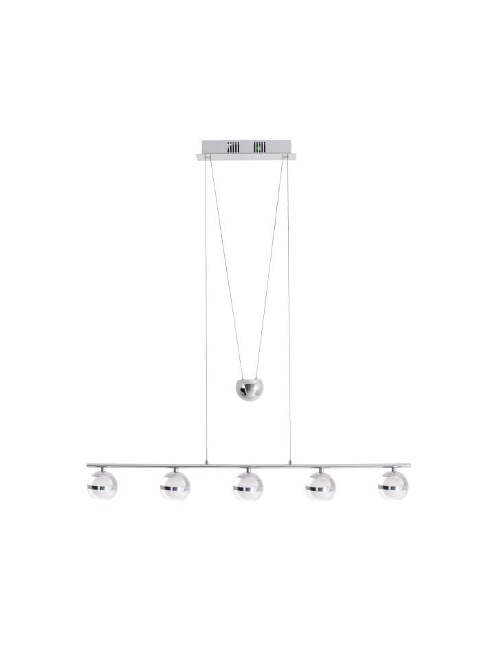 LED Pendelleuchte "SPHERE" in chrome - (L)90 cm x (B)7 cm x (H)150 cm - EEK F