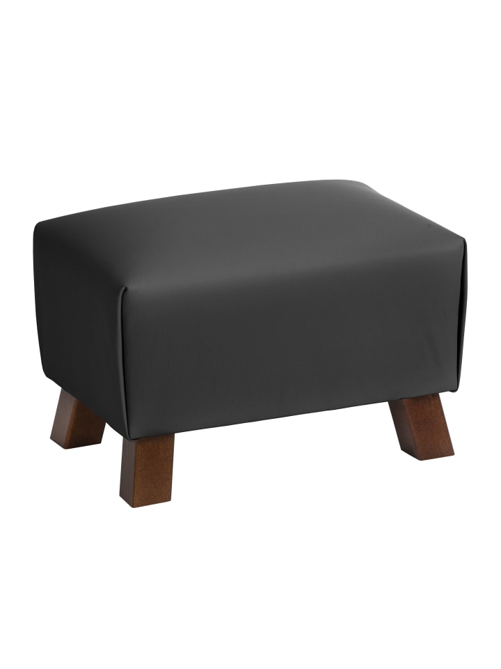 POLSTERHOCKER Kaylah pigmentiertes Nappaleder schwarz