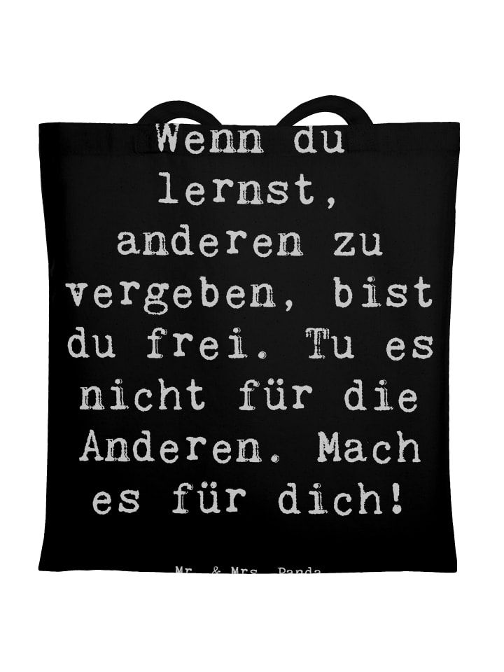 Tote Bag Spruch Vergebung Freiheit mit Spruch in Schwarz