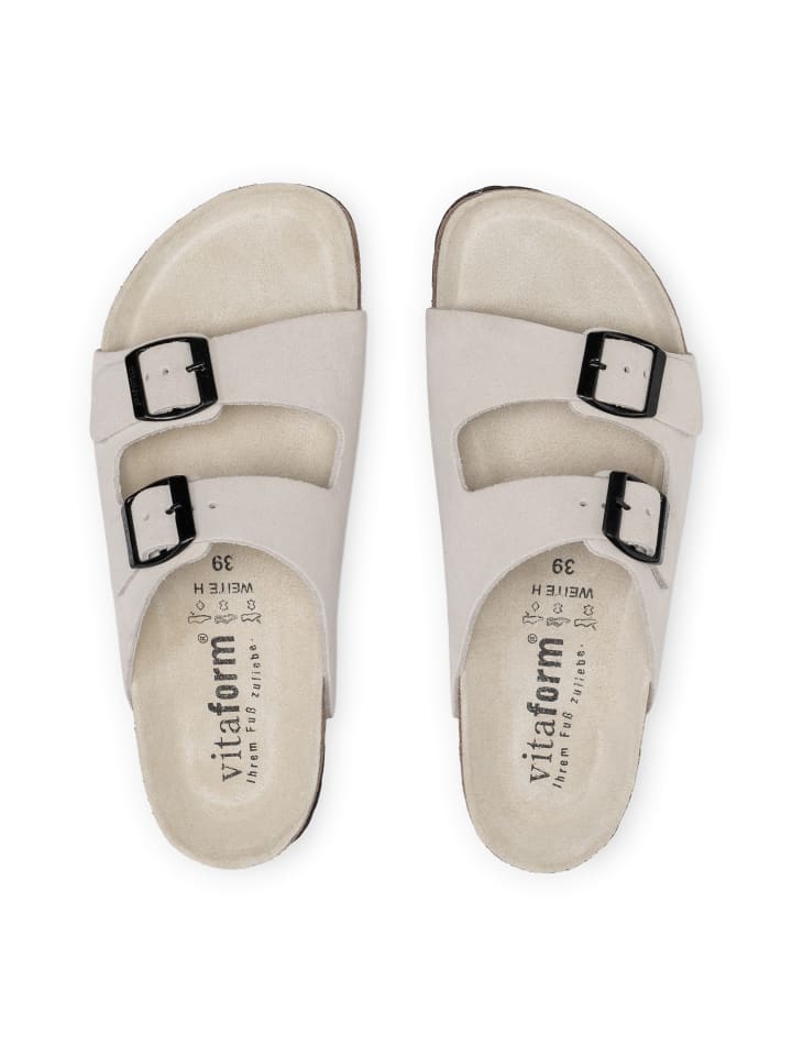 Veloursleder Pantoletten in offwhite