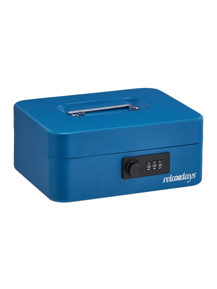 Geldkassette in Blau - (B)20 x (H)8,5 x (T)17 cm