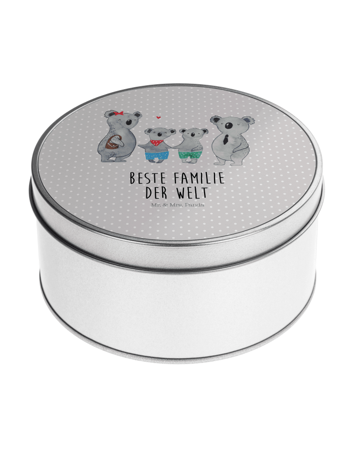 Kaffeedose Koala Familie zwei mit Spruch in Grau Pastell