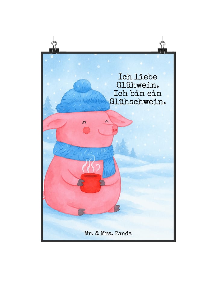 Poster Schwein Glühwein Design mit Spruch in Weiß