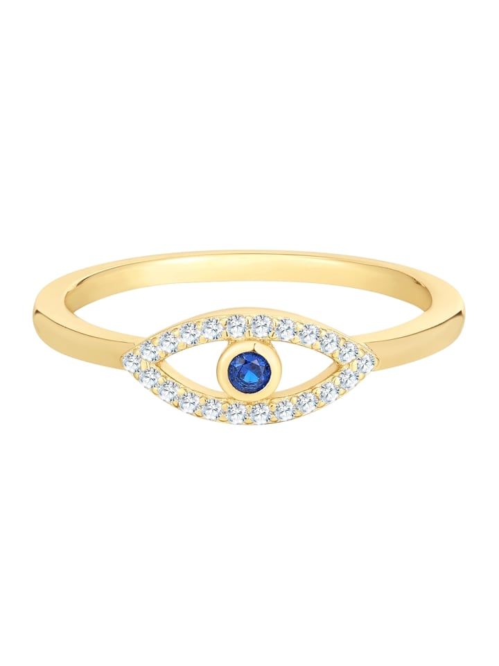 Ring Allsehendes Auge aus Sterling Silber mit Zirkonia in gelbgold