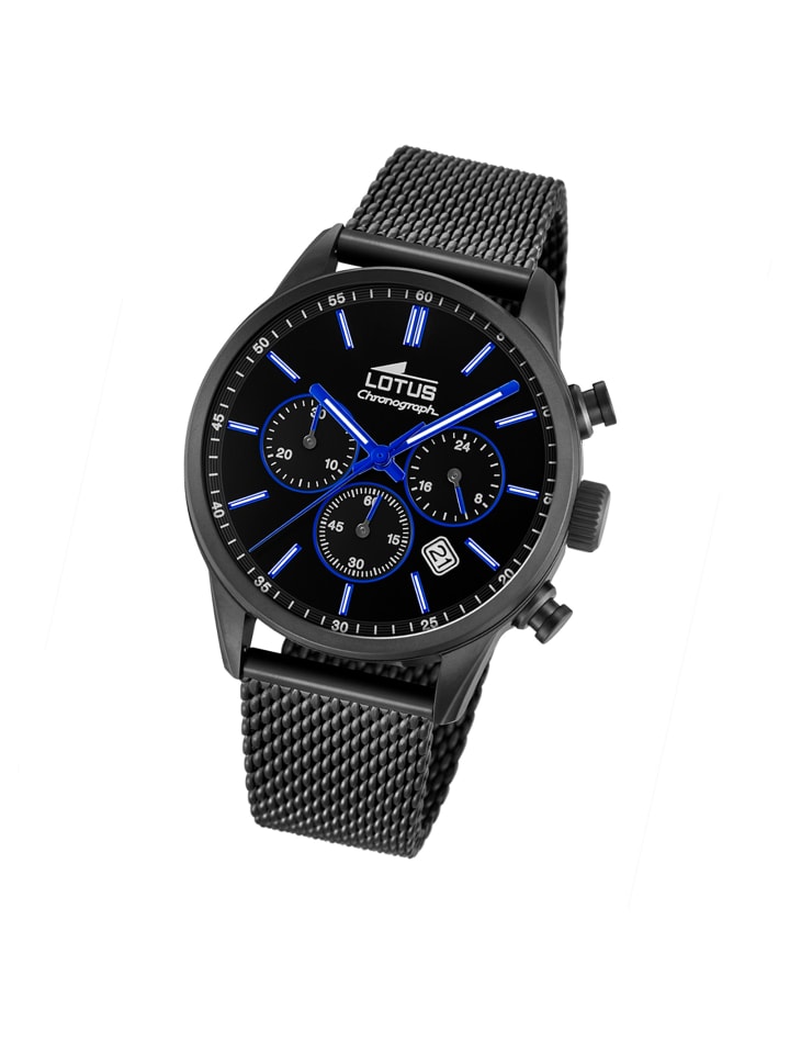Analog-Armbanduhr Lotus Khrono schwarz groß (ca. 42mm)