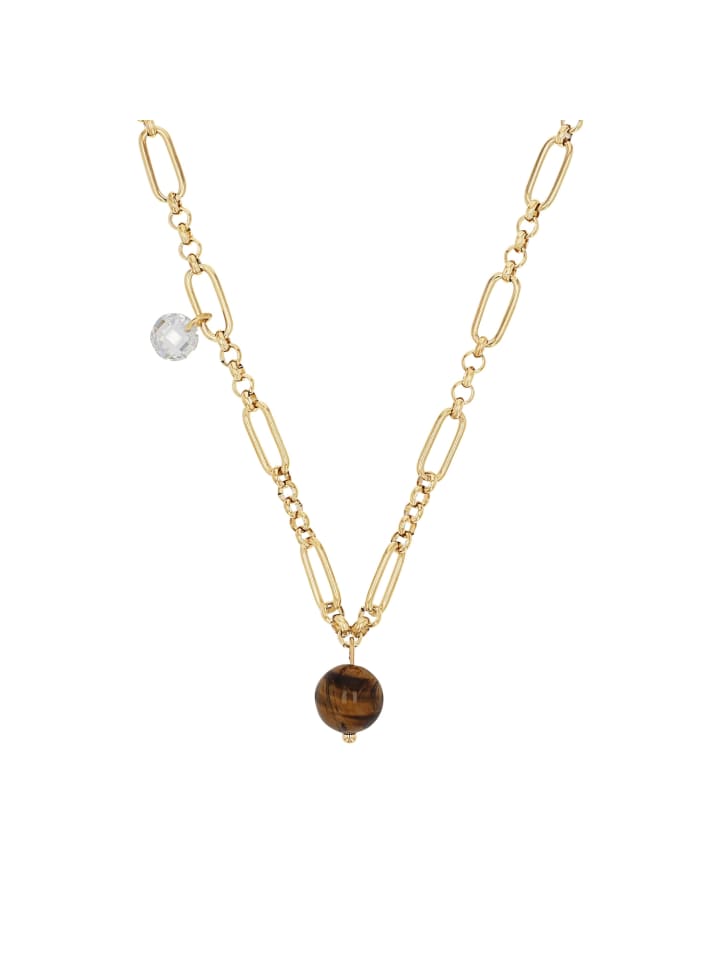 Kette mit Anhänger Edelstahl, IP Gold in Gold