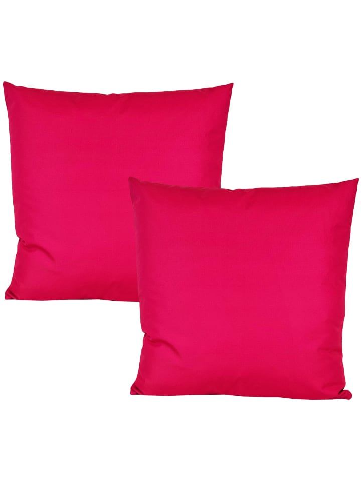 2er Set Outdoor Kissenhülle 45x45cm Uni in Himbeere