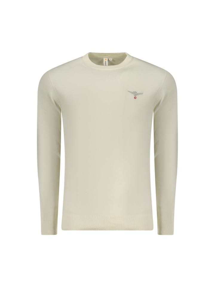 Weiß Baumwolle Herren Pullover