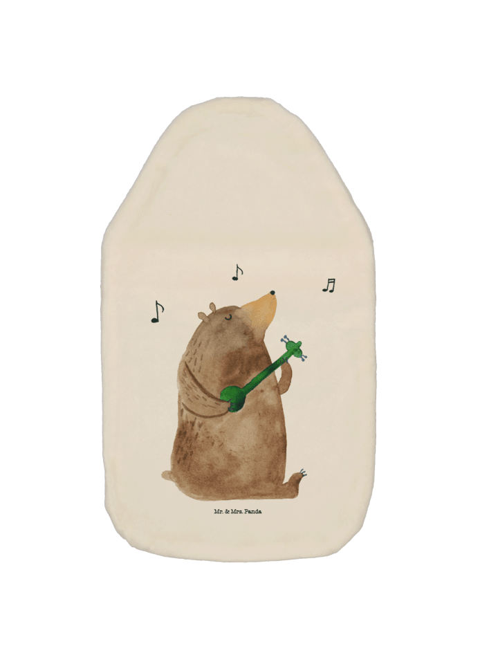 Warmwasserflasche Bär Gitarre ohne Spruch in Weiß