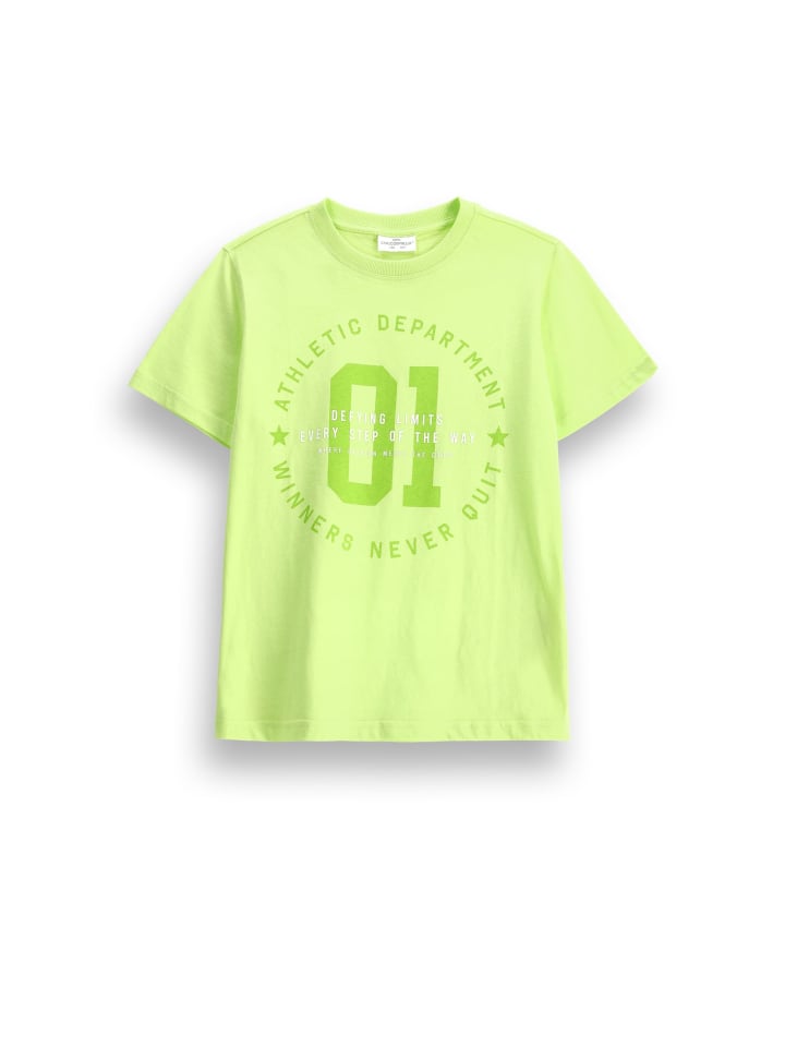 Baumwoll-T-Shirt mit kurzen Ärmeln in limonengrün