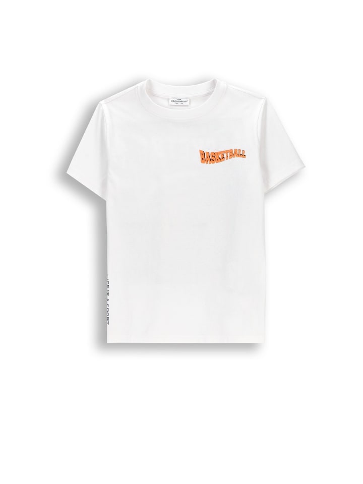 Baumwoll-T-Shirt mit kurzen Ärmeln in weiß