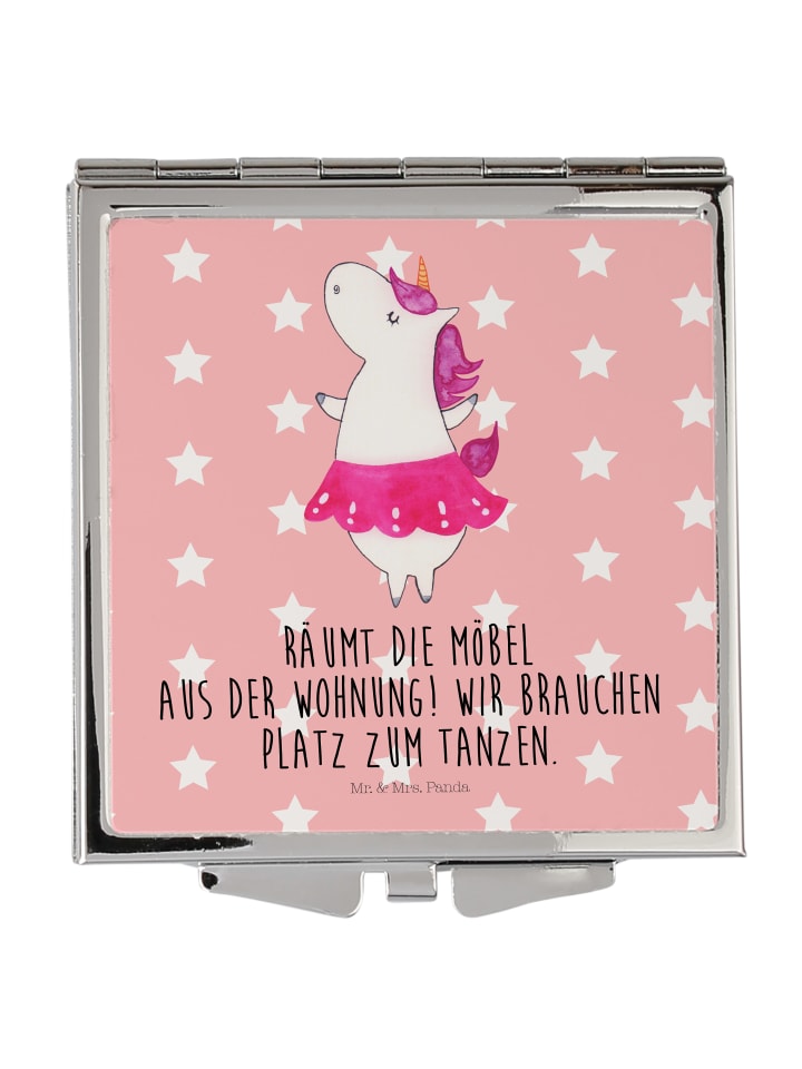 Schminkspiegel Einhorn Ballerina mit Spruch in Rot Pastell