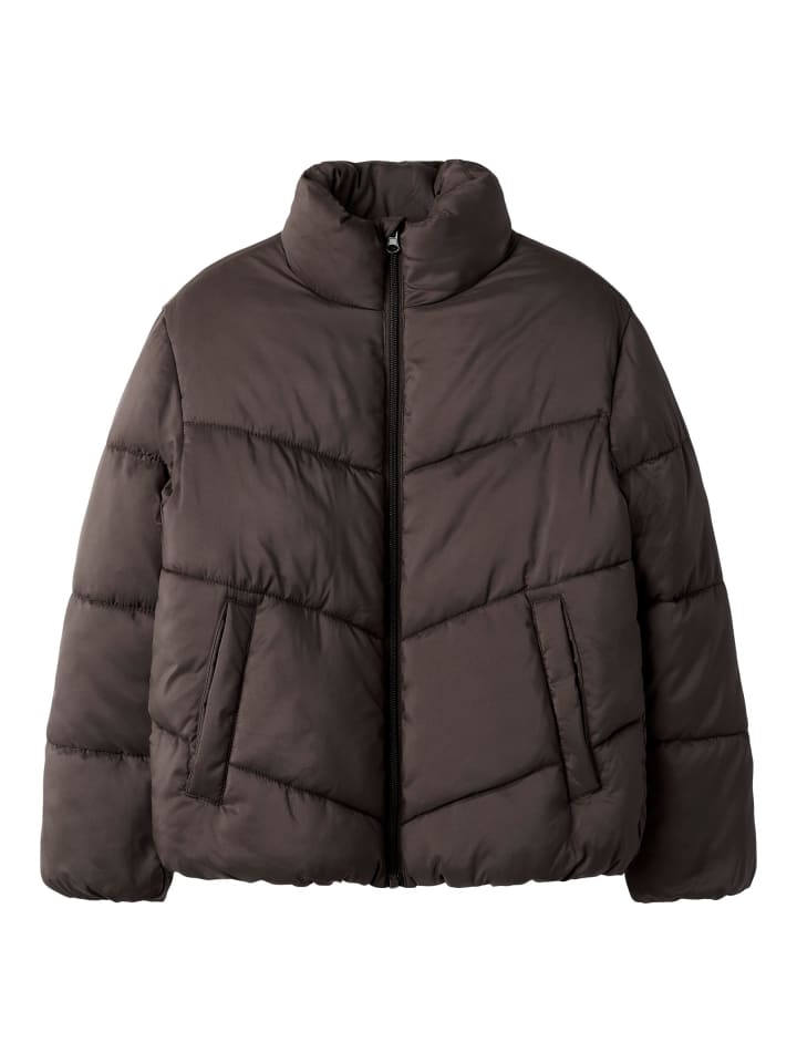 Pufferjacke Stehkragen Reflektordetail Zip in Braun