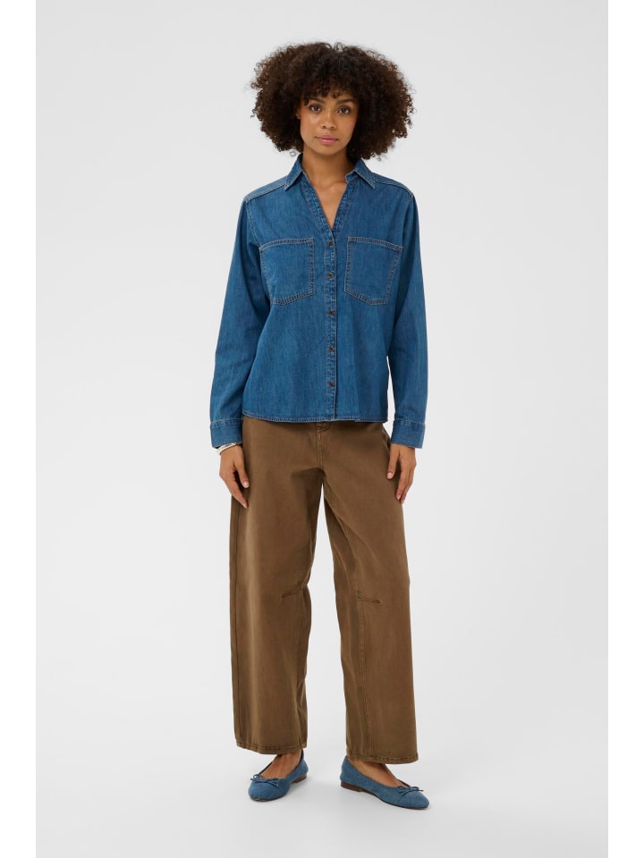 Langarm - Hemd CUmola Loose fit in Dark Blue Wash