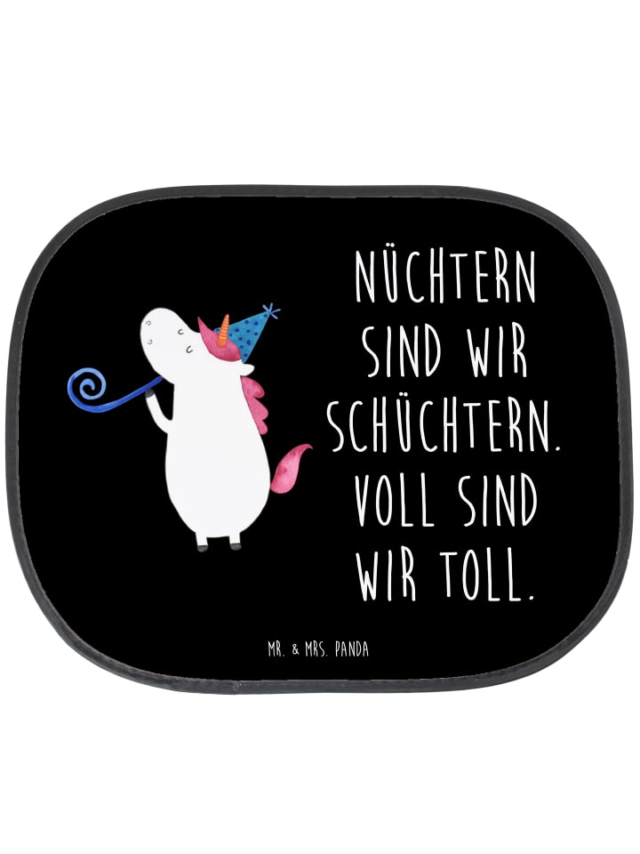 Sonnenschutz Auto Einhorn Party mit Spruch in Schwarz