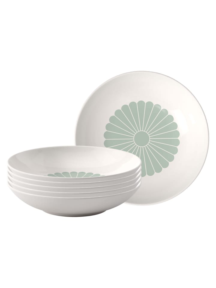 6er Set Pastaschalen Fleur Couleur in ø 24 cm in Vert
