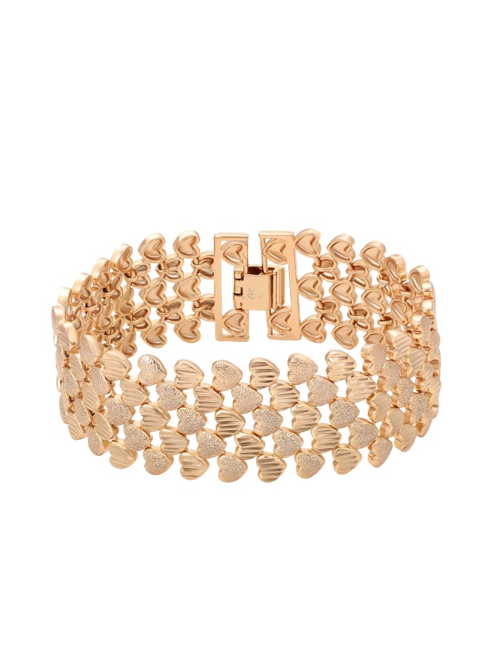 Women Wide Bracelet With Heart Motif in Rose Gold
