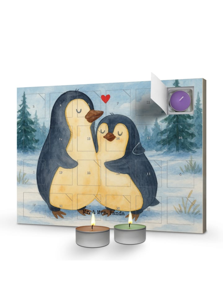 Adventskalender Pinguin umarmen Design ohne Spruch in Weiß