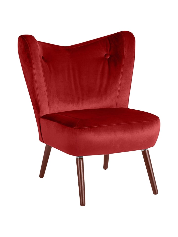 SESSEL Kathy Bezug Samtvelours Buche nussbaum dunkel / ziegel