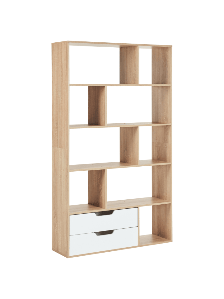 Bücherregal WADENA in Braun/Weiß - (W) 110 x (H) 185 x (L) 32 cm