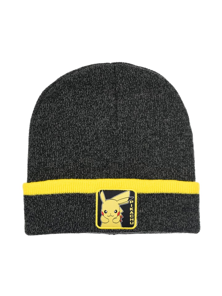 Kinder Beanie Jungen Mütze Pikachu Wintermütze Strick in Schwarz