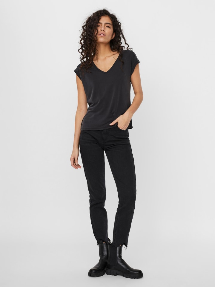 Vero V-Neck kaufen Basic T-Shirt Stretch Schwarz-2 | Moda günstig VMFILLI limango in