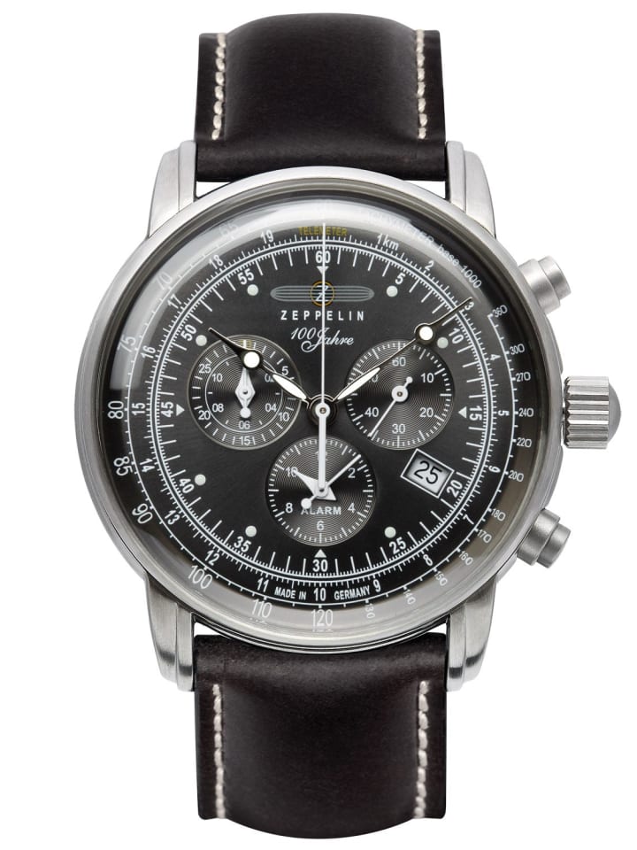 Graf Zeppelin Chronograph Herrenuhr Anthrazit / Schwarz / Silber