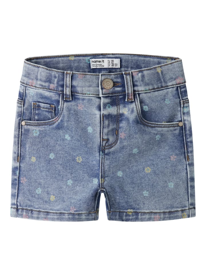 Nmfsalli Slim Fit Jeansshorts Allover-Print in medium blue denim