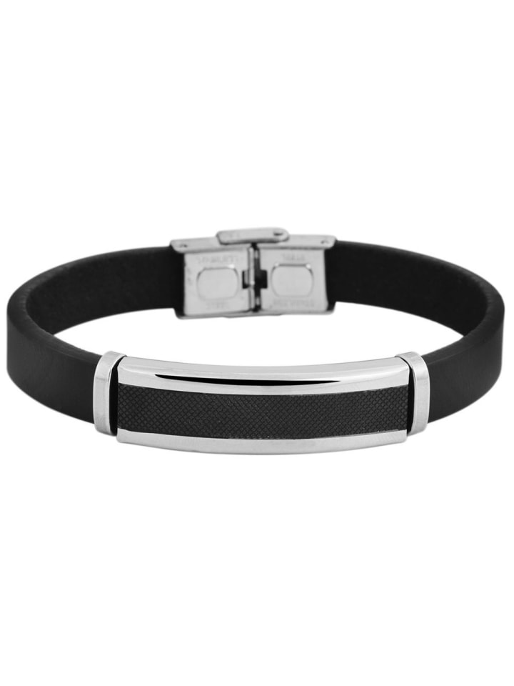 Unisex Armband aus Leder 21 cm in schwarz