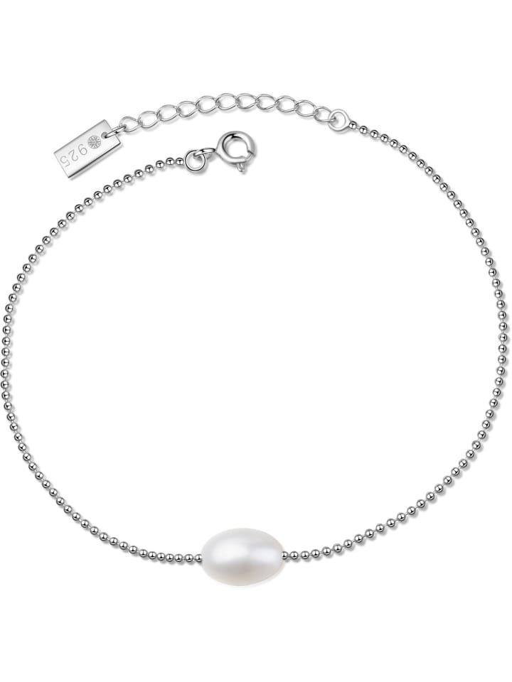 MISAKI Armband Silber/weiße Perle in weiß