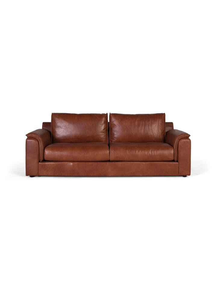 3-Sitzer-Sofa im Vintage-Stil mit Naturlederbezug in Brown