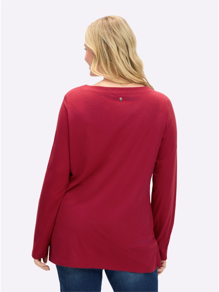 Langarm-Shirt in kirsche-silberfarben-bedruckt