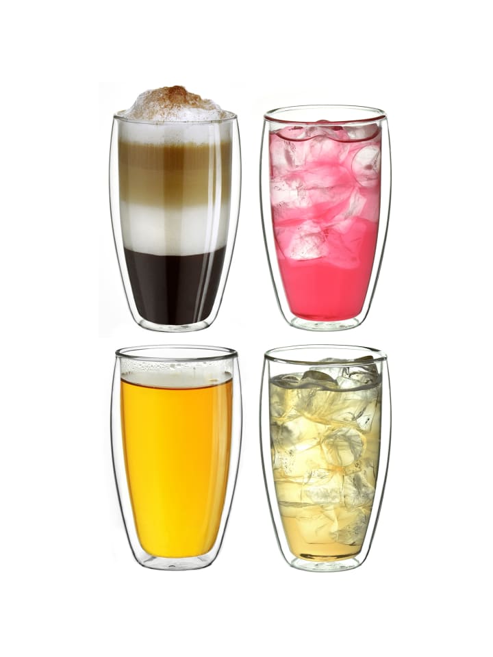  4er Set Doppelwandgläser s-hoch, 400ml Glas